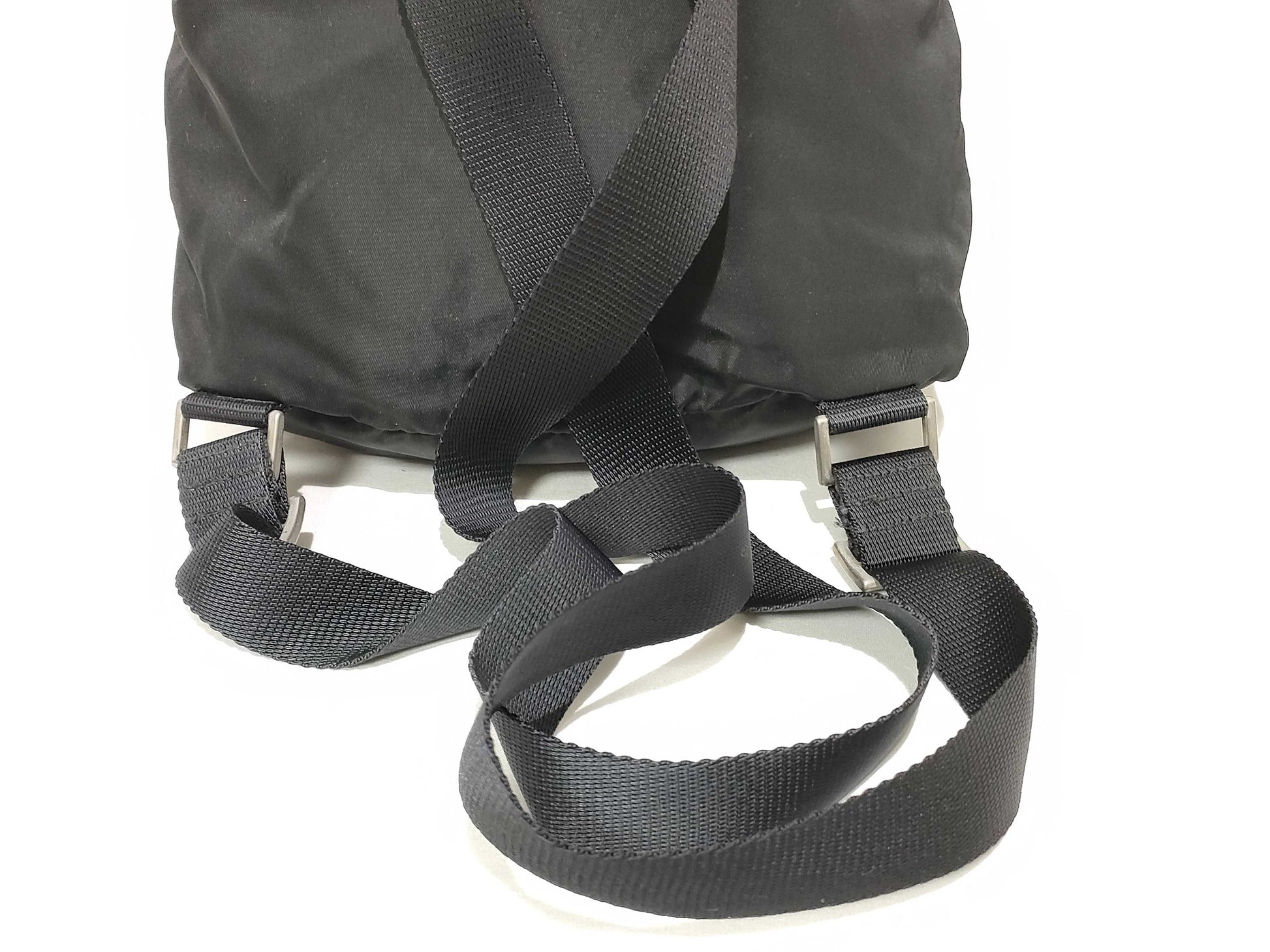 PRADA Nylon Prada Prada Backpack with Triangle Plate, Black Nylon Backpack