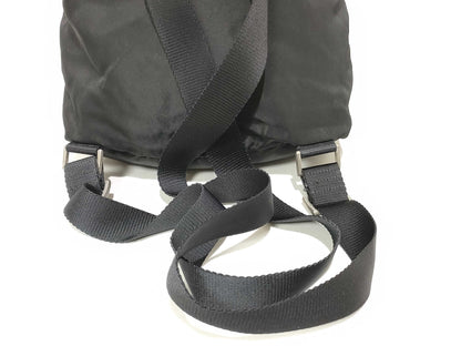 PRADA Nylon Prada Prada Backpack with Triangle Plate, Black Nylon Backpack