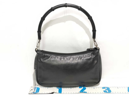 GUCCI Bamboo 001/3865 Handbag Shoulder Bag Black Shoulder Bag
