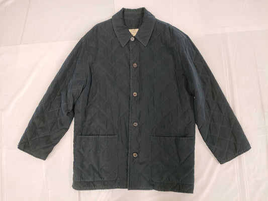 HERMES Polyester Quilted Coat Navy Size 48 Coat