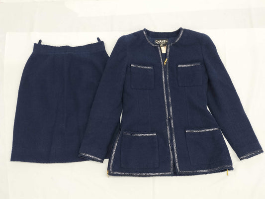 CHANEL 95P Collarless Tweed Jacket Skirt P05172V04023 #40 Jacket