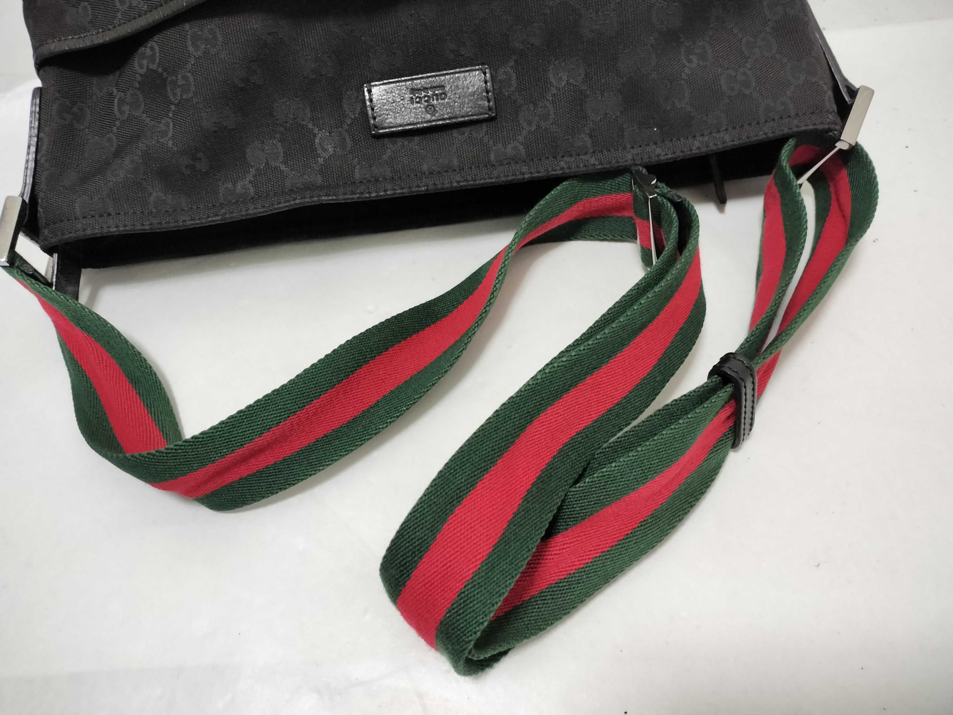 GUCCI Webbing GUCCI Shoulder Bag Black Canvas Sherry Line Shoulder Bag