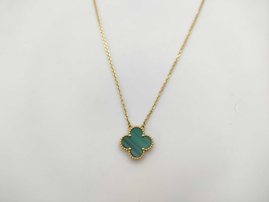 Van Cleef&Arpels Vintage Alhambra Malachite YG Au750 5.4g Necklace 