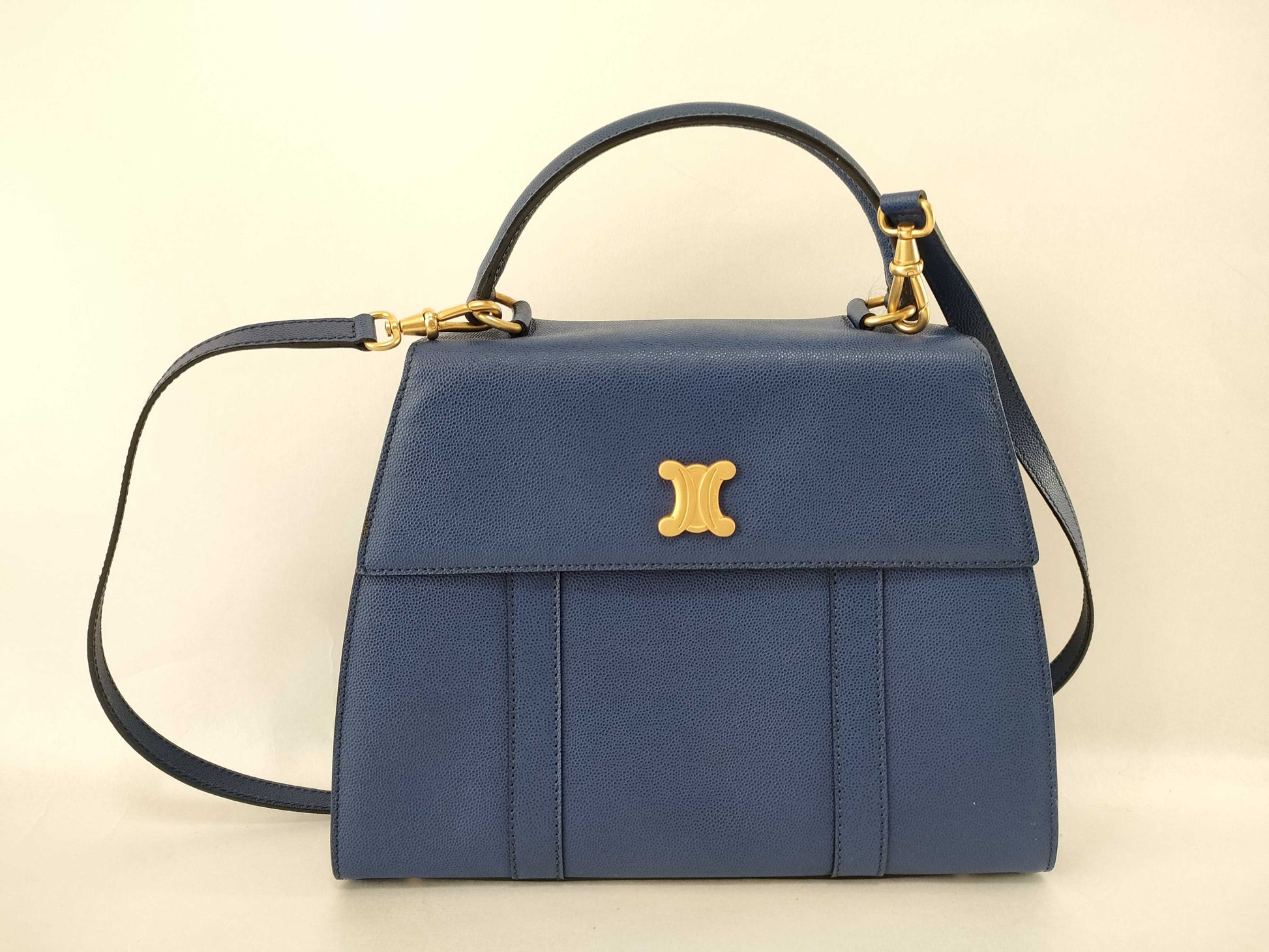 CELINE MC96 2-Way Triomphe Leather Shoulder Bag in Blue