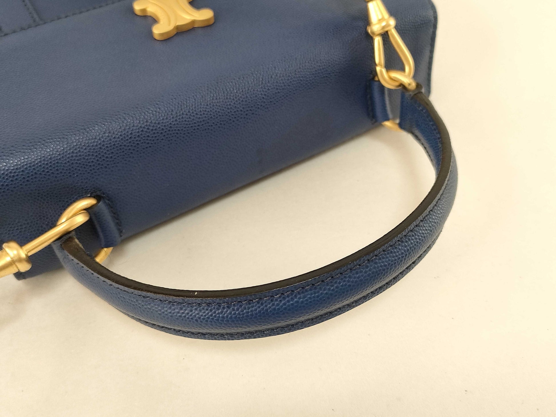 CELINE MC96 2-Way Triomphe Leather Shoulder Bag in Blue