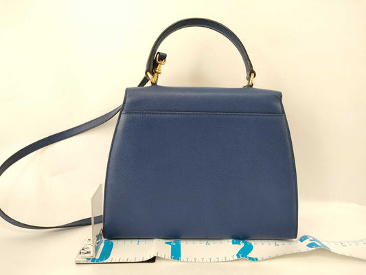 CELINE MC96 2-Way Triomphe Leather Shoulder Bag in Blue