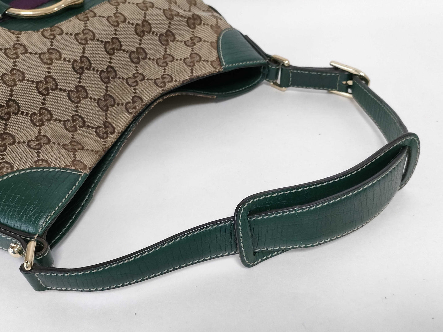 GUCCI GG Canvas Gucci Horsebit Sherry Line GG Canvas Brown Shoulder Bag