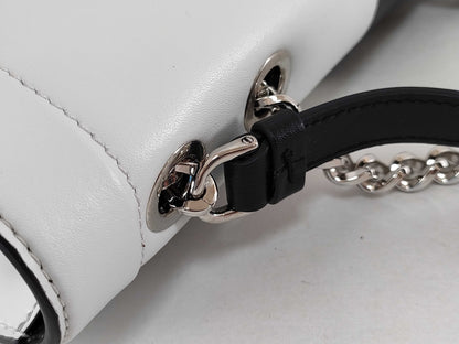 Salvatore Ferragamo Vara Chain Shoulder Bag in White and Black