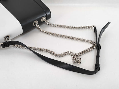 Salvatore Ferragamo Vara Chain Shoulder Bag in White and Black