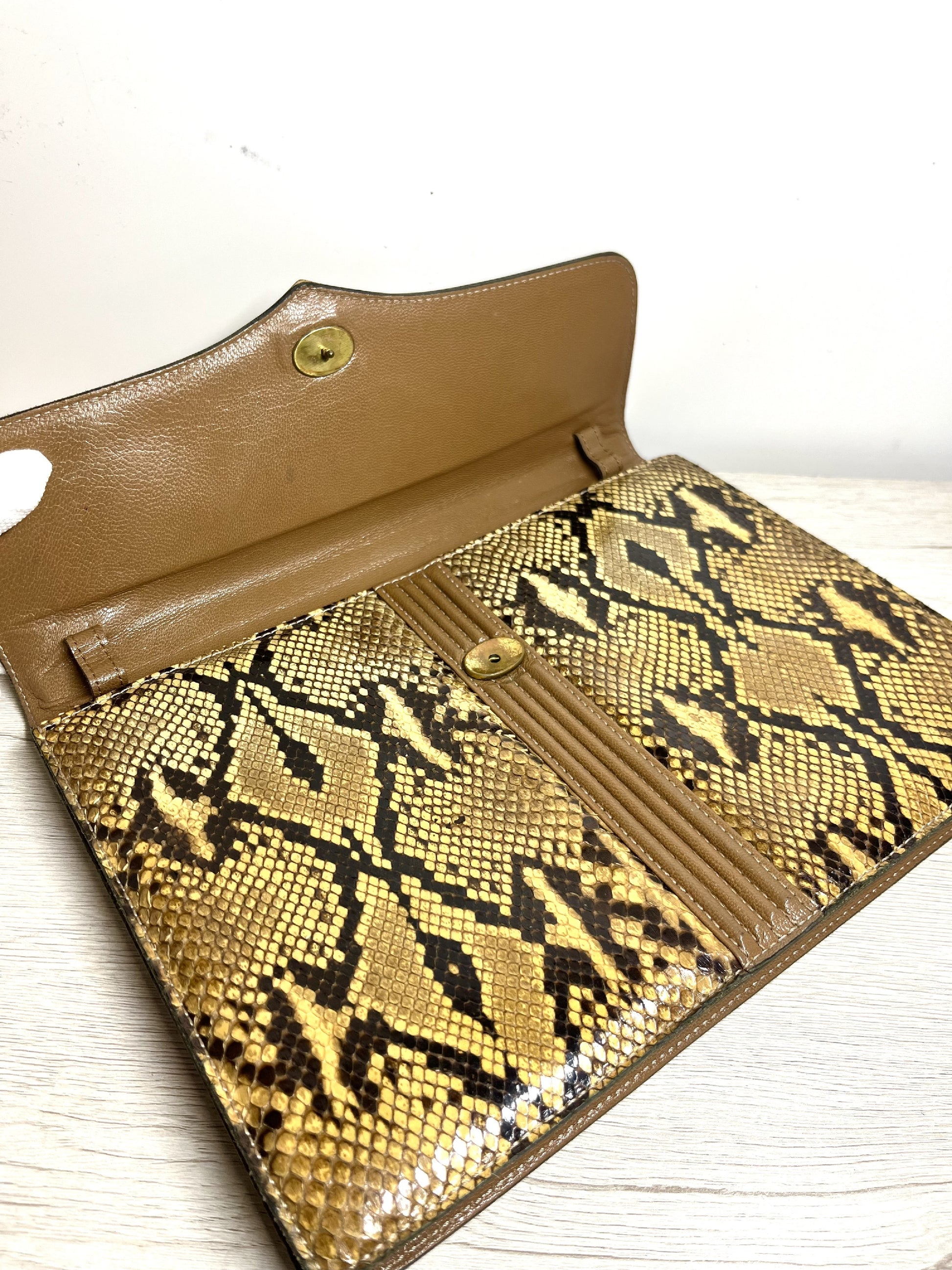 Yves Saint Laurent Python Pattern Clutch Second Back Pouch Second Bag