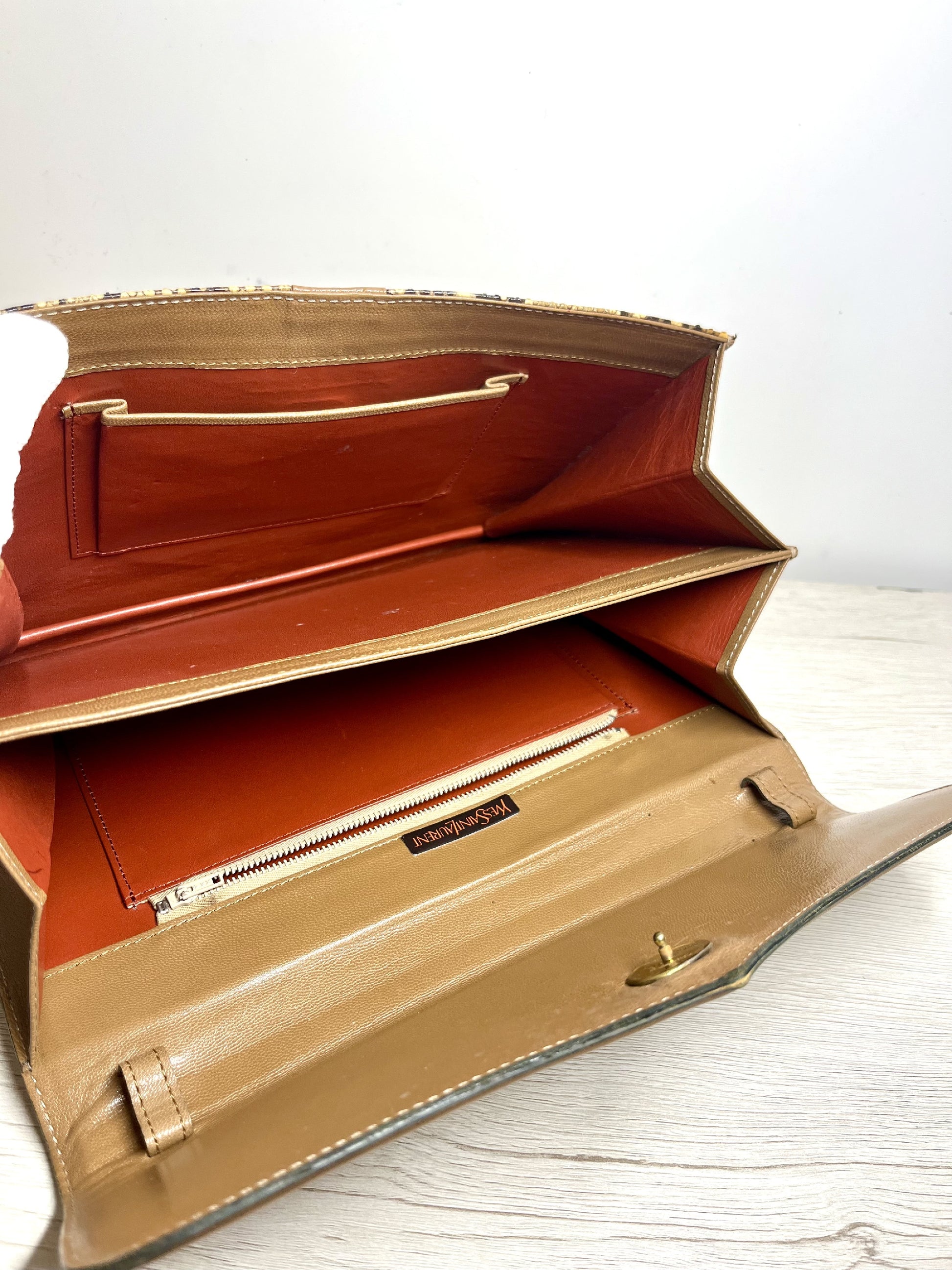 Yves Saint Laurent Python Pattern Clutch Second Back Pouch Second Bag