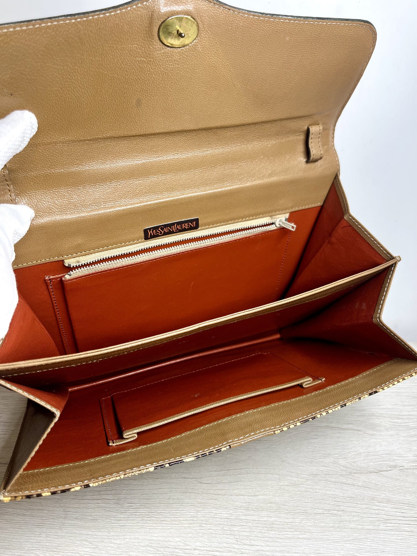 Yves Saint Laurent Python Pattern Clutch Second Back Pouch Second Bag