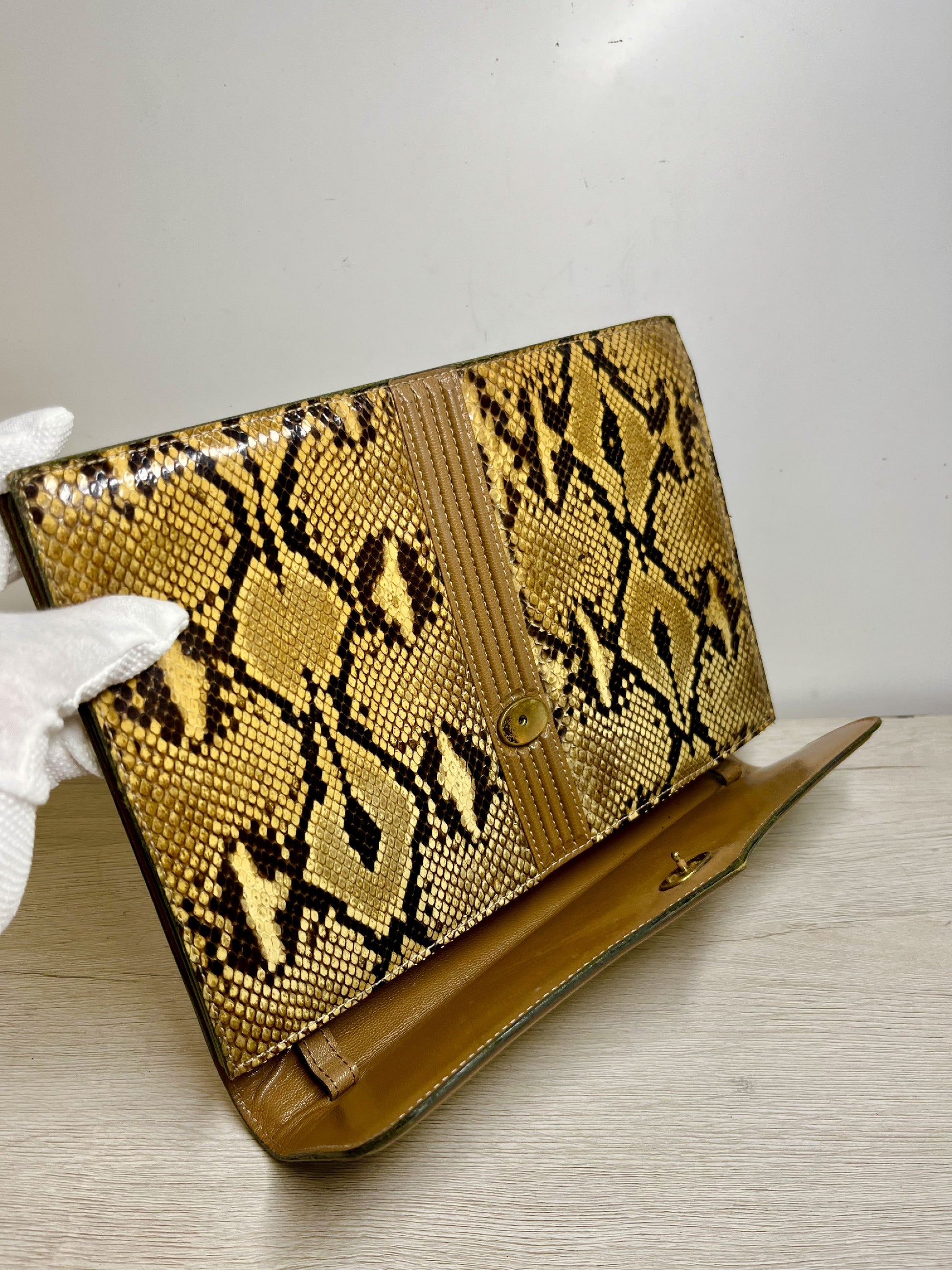 Yves Saint Laurent Python Pattern Clutch Second Back Pouch Second Bag