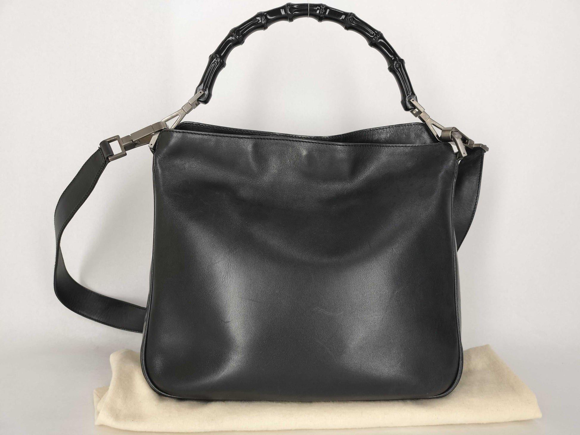 GUCCI Bamboo Gucci 001 1638 Bamboo 2-Way Leather Shoulder Bag