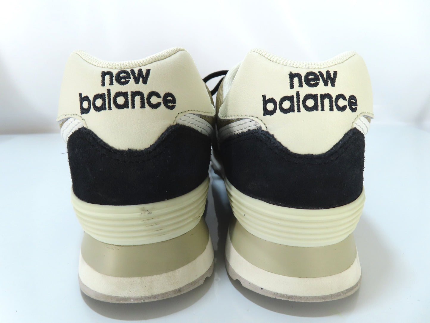 New Balance WL574 Sneakers, Leather and Synthetic Fiber, Black, Size 25cm