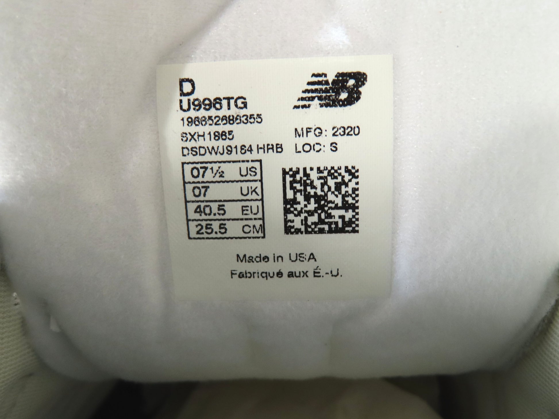 New Balance 996 Series Sneakers, Suede/Mesh, Gray/Black, Size 25.5cm [Unused]