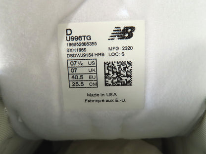 New Balance 996 Series Sneakers, Suede/Mesh, Gray/Black, Size 25.5cm [Unused]