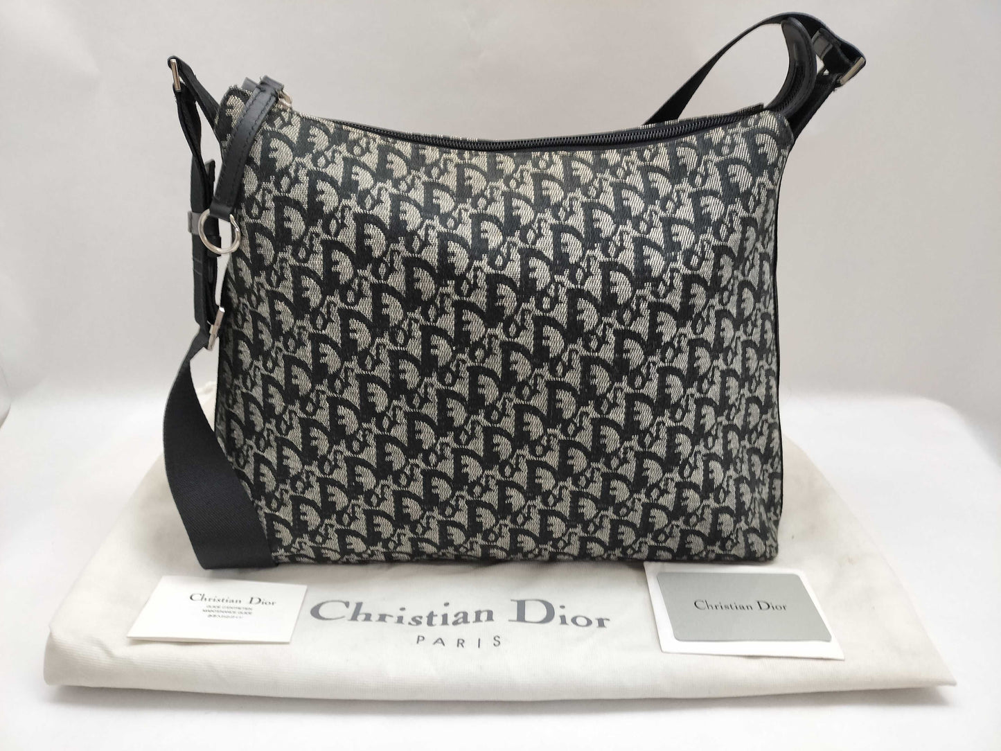 Dior Trotter Trotter Shoulder Bag Navy with Booklet, Card, and Dust Bag