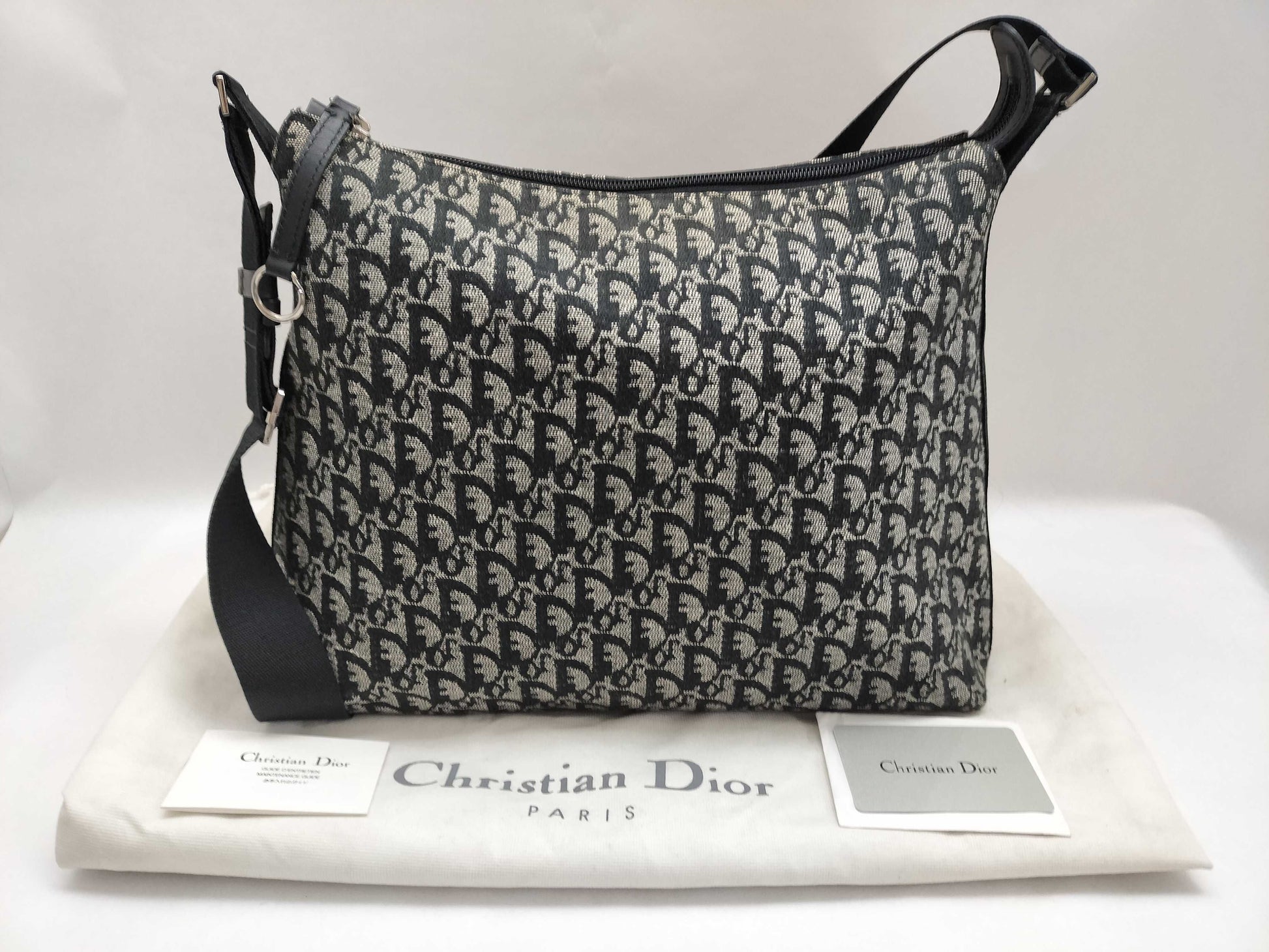 Dior Trotter Trotter Shoulder Bag Navy with Booklet, Card, and Dust Bag