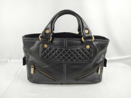 CELINE Boogie Bag Handbag, Quilted Leather, Dark Brown