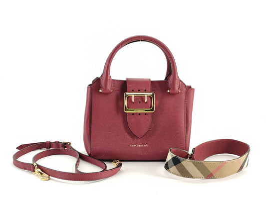 BURBERRY Buckle Shoulder Bag 3-Way Bordeaux Tote Bag Nova Check Handbag