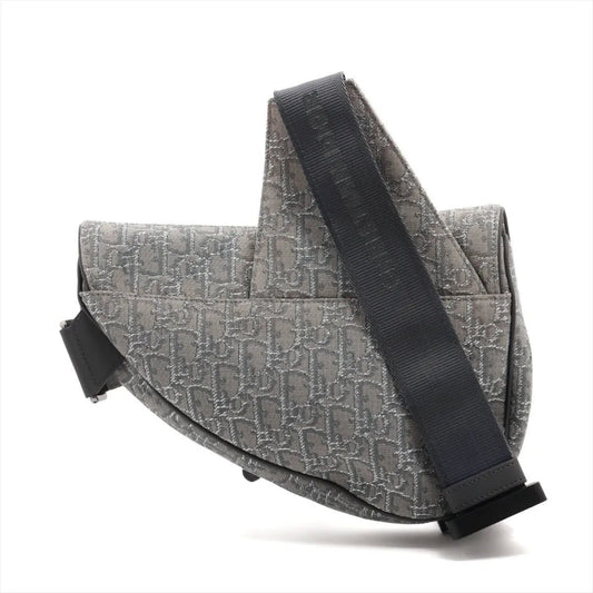 Dior Christian Dior Christian Dior Oblique Saddle Leather 2WAY Body Bag Crossbody Shoulder Grey Trotter Shoulder Bag