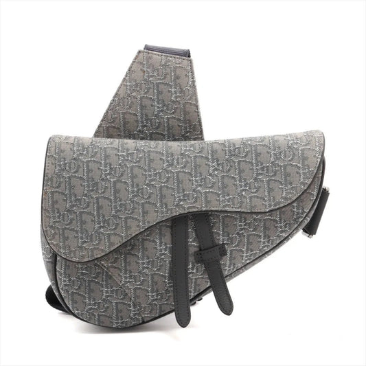 Dior Christian Dior Christian Dior Oblique Saddle Leather 2WAY Body Bag Crossbody Shoulder Grey Trotter Shoulder Bag