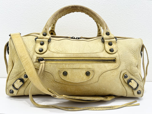 BALENCIAGA BALENCIAGA Balenciaga The Ziggy 2WAY Shoulder Bag Handbag Leather Yellow City Shoulder Bag