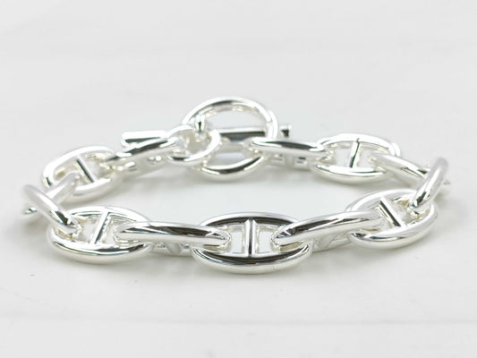 HERMES Chene Dunkle GM13 Frames 21 Engraved Bracelet AG925 75.1g Bracelet Bangle