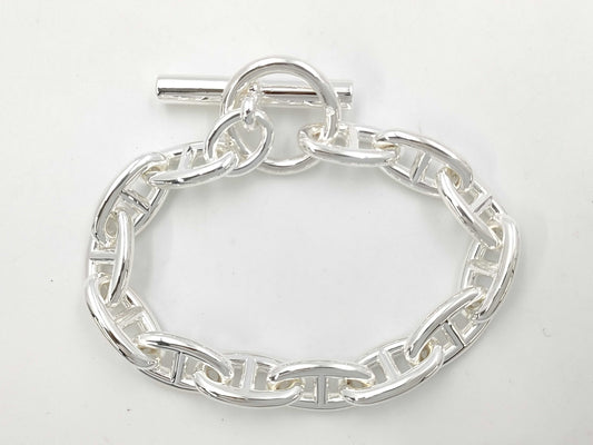 HERMES Chene Dunkle GM13 Frames 21 Engraved Bracelet AG925 75.1g Bracelet Bangle