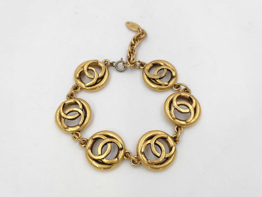 CHANEL Vintage Double C-Link Bracelet Bracelet Bangle