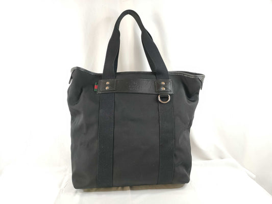 GUCCI Tote Bag 268175 Nylon and Leather Black Men's 