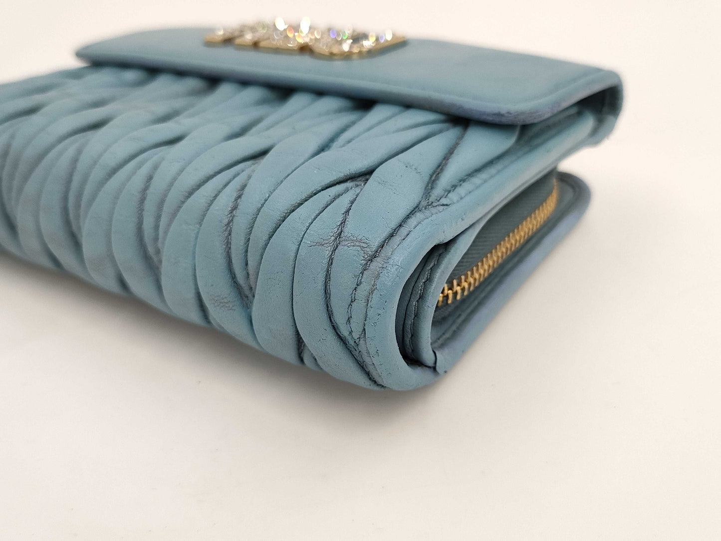 miu miu materasse rhinestone folding wallet wallet