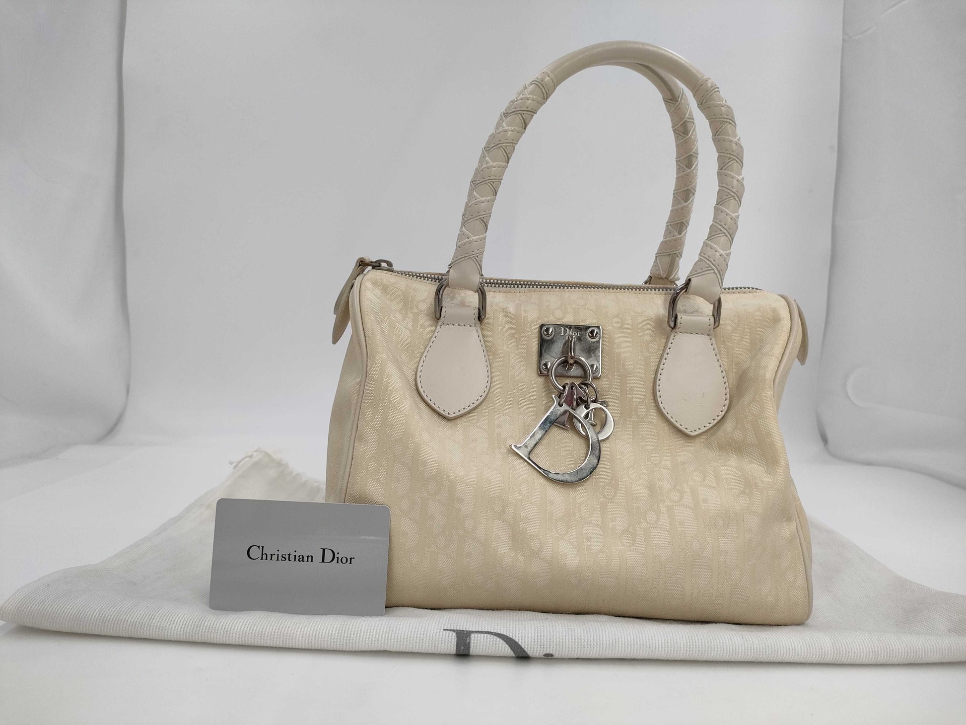 Dior Dior Trotter PVC Mini Boston Bag Ivory Handbag