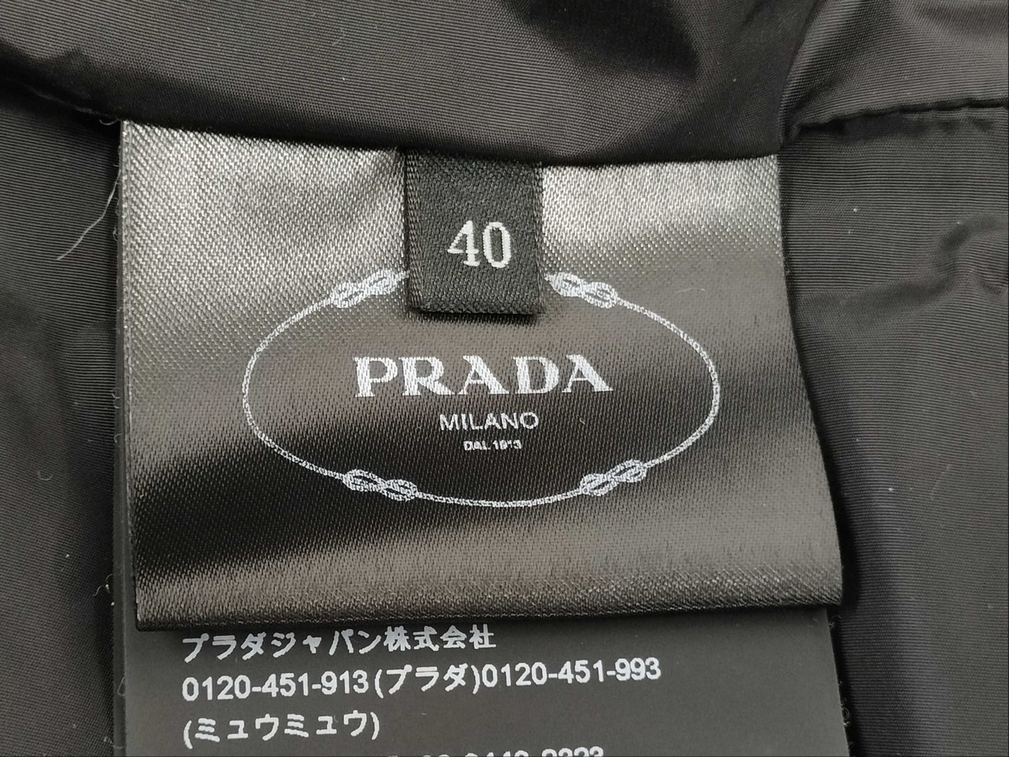 PRADA Triangle Logo Plate Collarless Down Coat, Black, Collarless, Long, Size 40