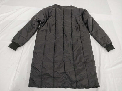 PRADA Triangle Logo Plate Collarless Down Coat, Black, Collarless, Long, Size 40