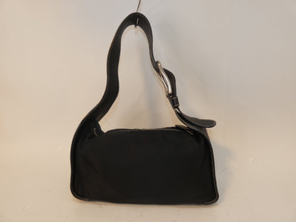 PRADA nylon and black leather one-shoulder handbag