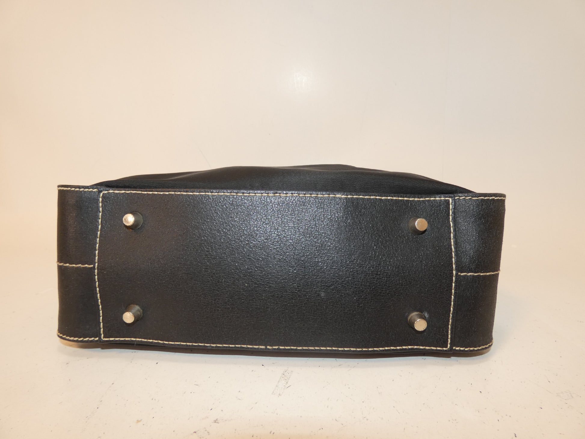 PRADA nylon and black leather one-shoulder handbag