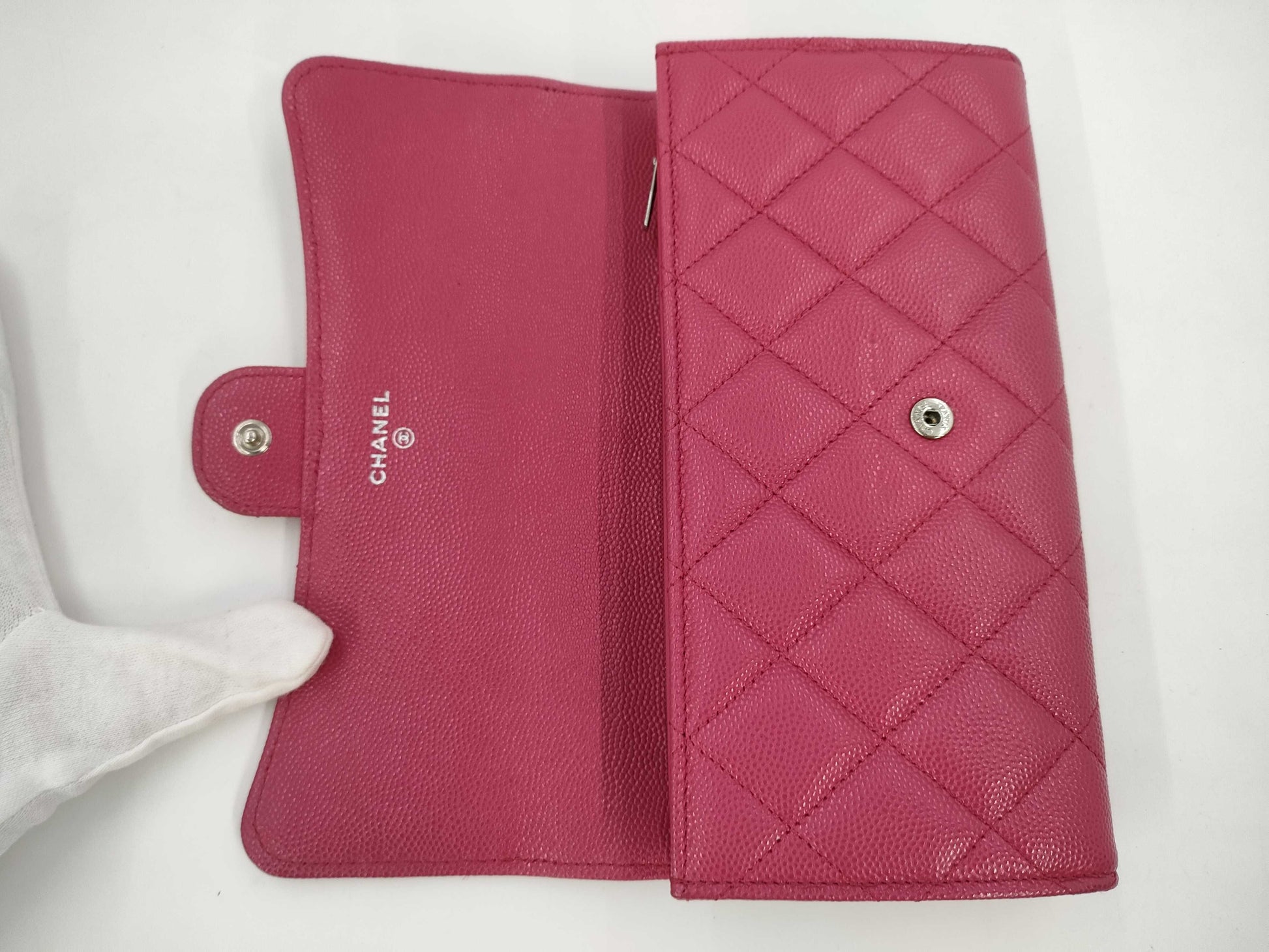 CHANEL CHANEL Caviar Skin Matlasse Long Wallet PNK Wallet