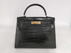 HERMES Kelly 28 Polosus External Stitching BLK Gold Hardware Bag