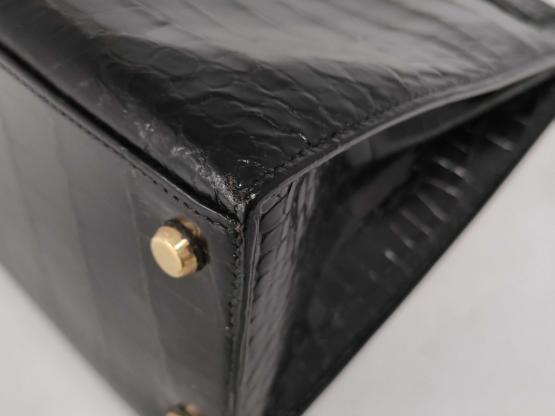 HERMES Kelly 28 Polosus External Stitching BLK Gold Hardware Bag