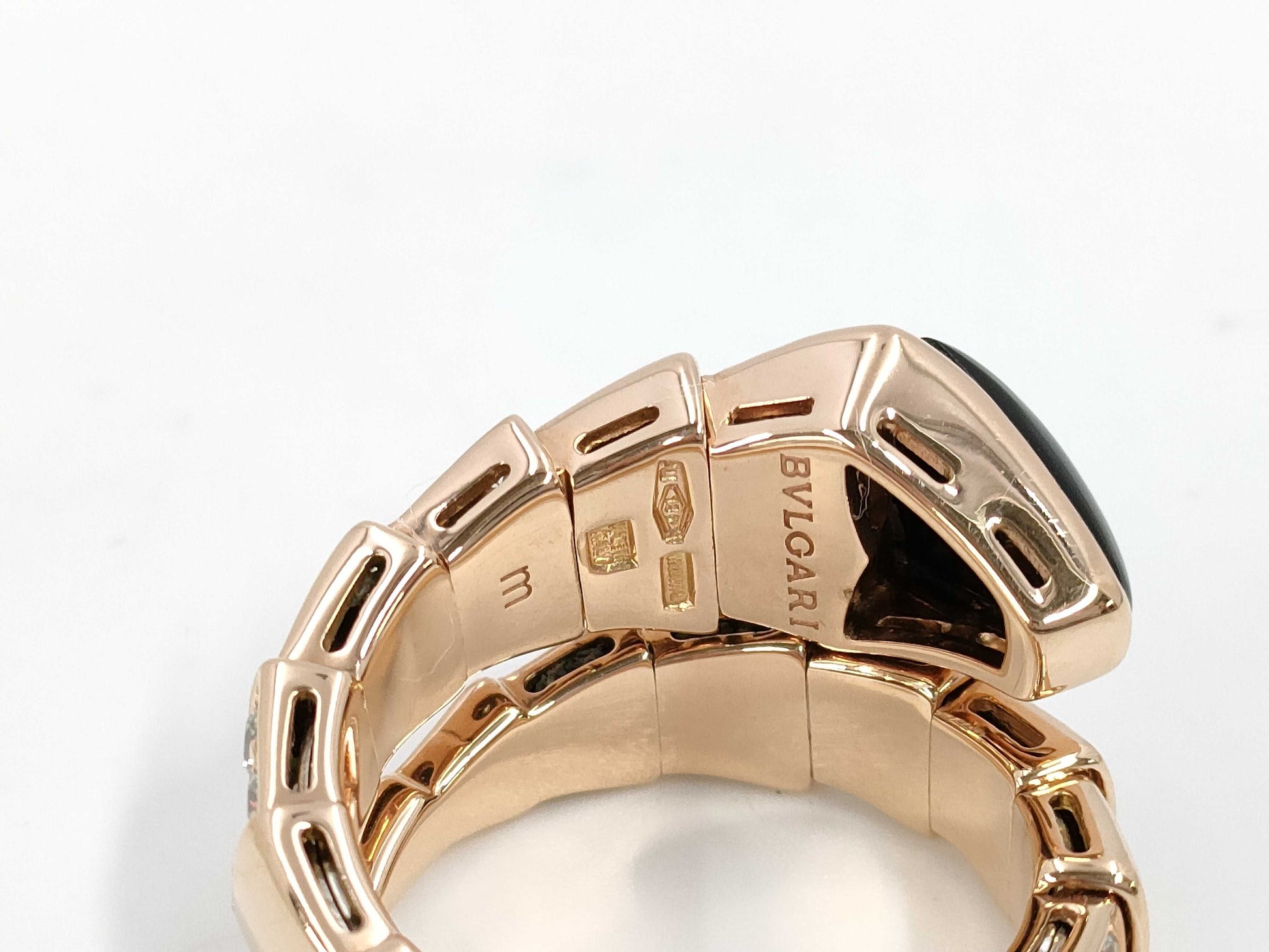 BVLGARI Serpenti Viper M Onyx Diamond PG Au750 9.7g Ring 