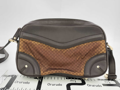 GUCCI Gucci Crest Horsebit Micro GG Shoulder Bag Nylon x Leather Brown 262900 Shoulder Bag