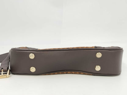 GUCCI Gucci Crest Horsebit Micro GG Shoulder Bag Nylon x Leather Brown 262900 Shoulder Bag