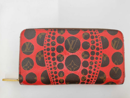 LOUIS VUITTON Louis Vuitton Pumpkin Dot YK Zippy Wallet Rouge MI2122 Wallet