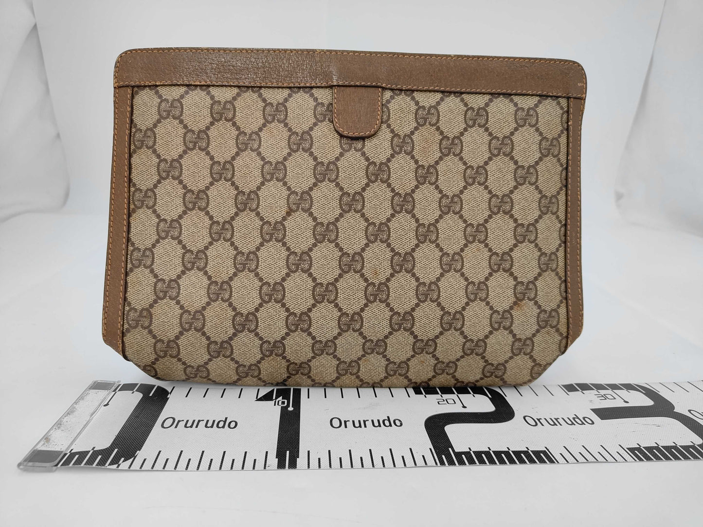 GUCCI Gucci GG Plus Sherry PVC Brown 89/01/033 Clutch Bag