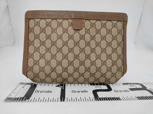 GUCCI Gucci GG Plus Sherry PVC Brown 89/01/033 Clutch Bag