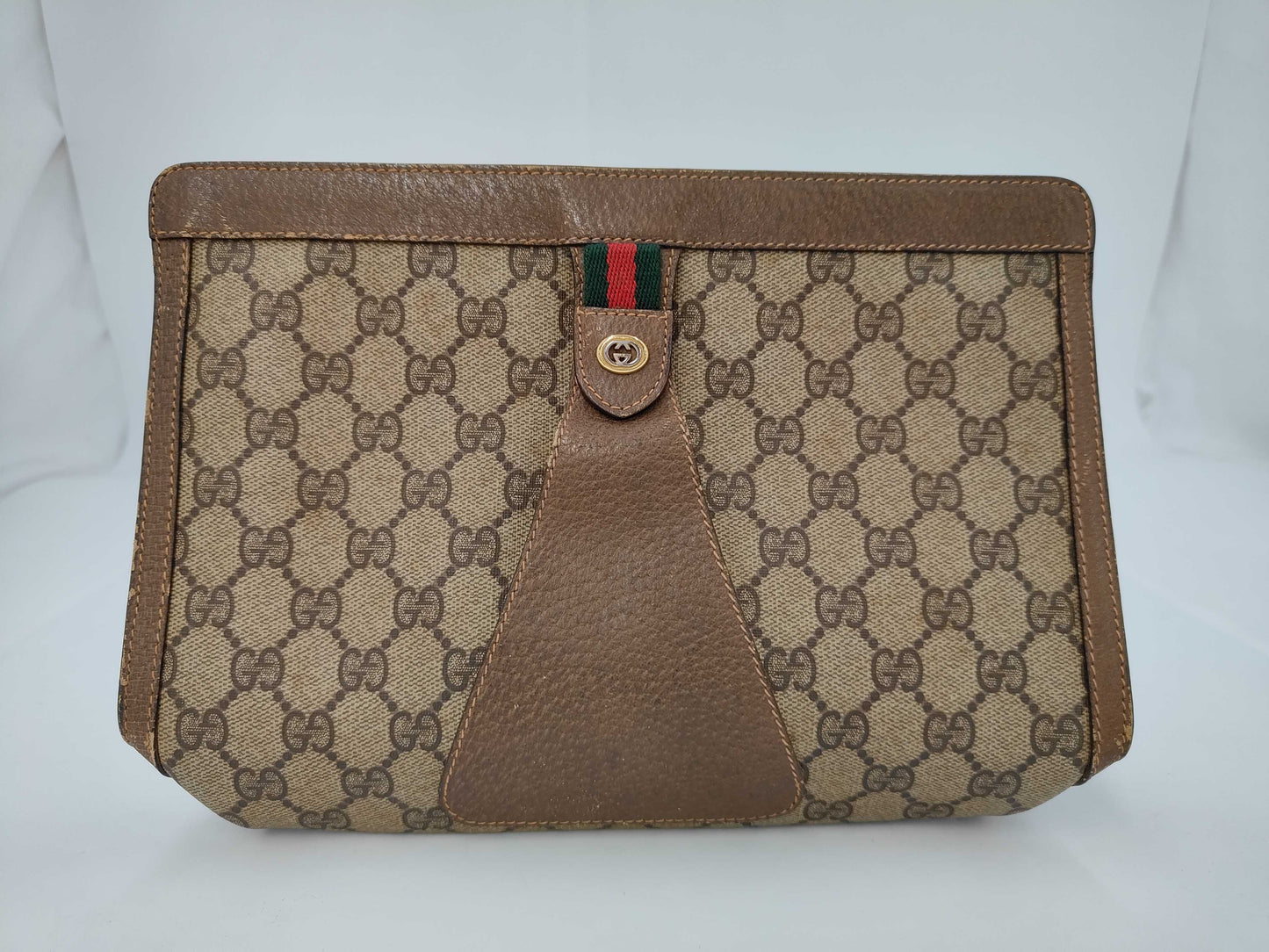 GUCCI Gucci GG Plus Sherry PVC Brown 89/01/033 Clutch Bag