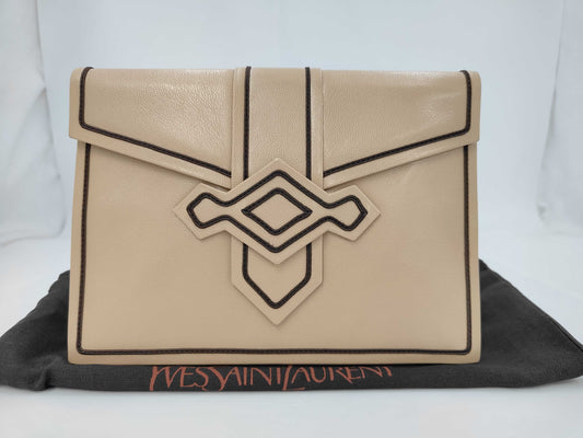 Yves Saint Laurent Leather Beige Clutch Bag