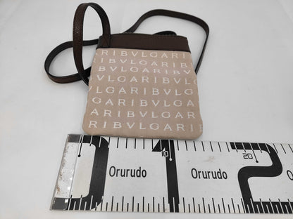 BVLGARI Logomania Canvas Beige x Brown Shoulder Bag